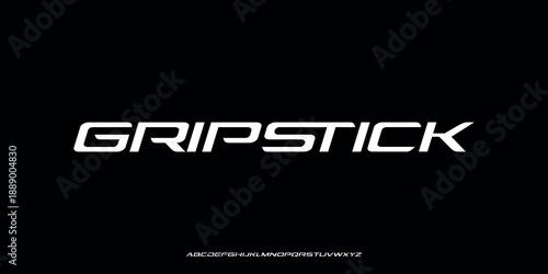 Vector illustration of a modern style sans serif display font with a futuristic, geometric, and sporty style.