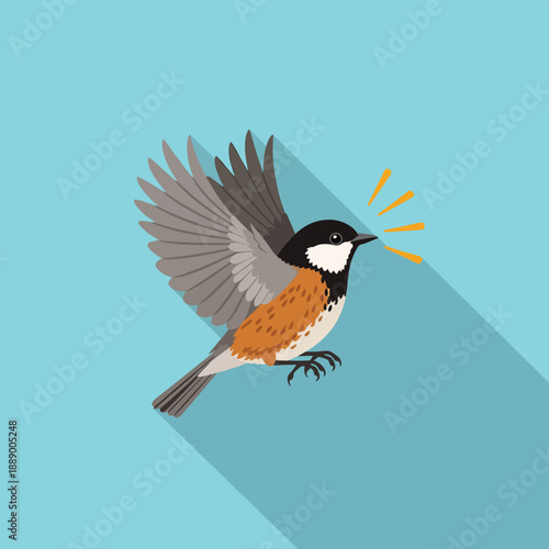 Singing Bird in Flight