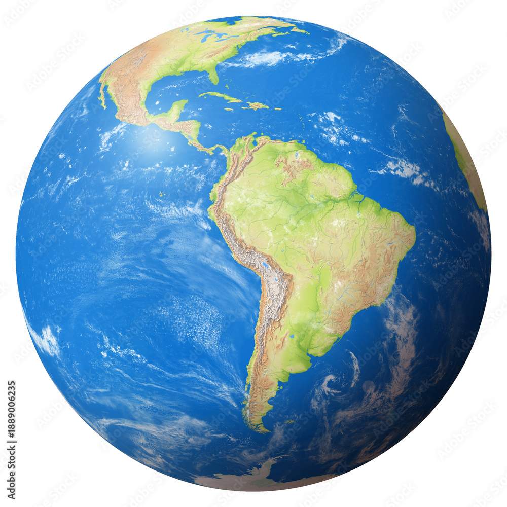 Fototapeta premium View of the Earth Globe from Space showing Peru