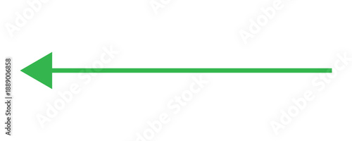 Minimalist Horizontal Green Arrow Icon with Sharp Leftward Directional Pointing Isolated on a Plain White Background for Navigation and Wayfinding Design.