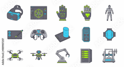 Various Modern Technology Devices and Robotics.