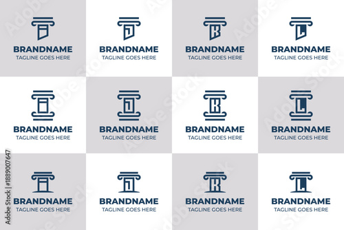 Letter I J K L Pillar Logo Set, symbolizing strength, stability, and solid foundation