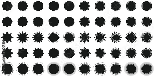 Set of Sale Sticker Price Tag Starburst Quality Mark Sunburst Badges Retro Stars Vector Collection Isolated on White Background