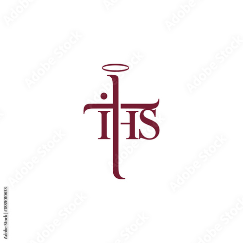 IHS Christogram with Cross and Halo Symbolizing Jesus Christ.