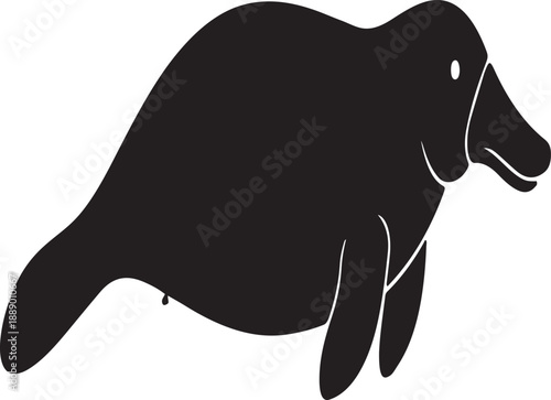 Platypus Silhouette Icon Isolated on Transparent Background