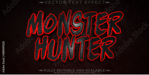 Halloween monster text effect, editable horror and scary text style