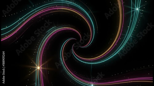 Colorful Swirling Light Patterns in Dark Background