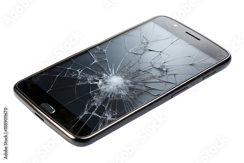 Smartphone with shattered screen, Isolated on White Background.png