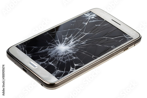 Smartphone with shattered screen, Isolated on White Background.png