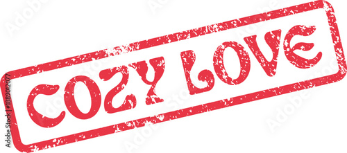 Cozy Love Red Stamp Impression Representing Affectionate Feelings and Heartfelt Connection