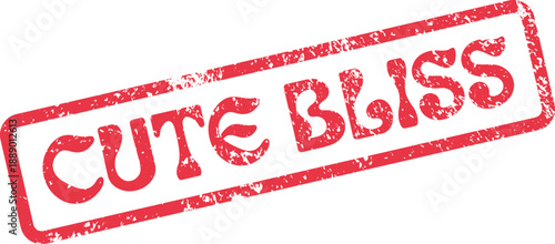 Cute Bliss Red Rubber Stamp Representing Joyful Delight and Adorable Happiness