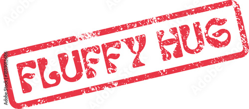 Distressed Red Fluffy Hug Rubber Stamp Mark for Affectionate Sentiment