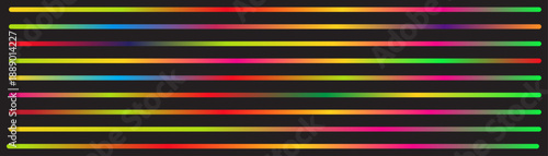 Colorful Gradient Lines on Black Background – Abstract Neon Vector Design