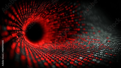 cybersecurity data tunnel with binary code and digital data visualization