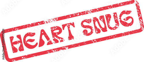 Grungy Red Ink Stamp with HEART SNUG Text Conveying Comfort and Affection