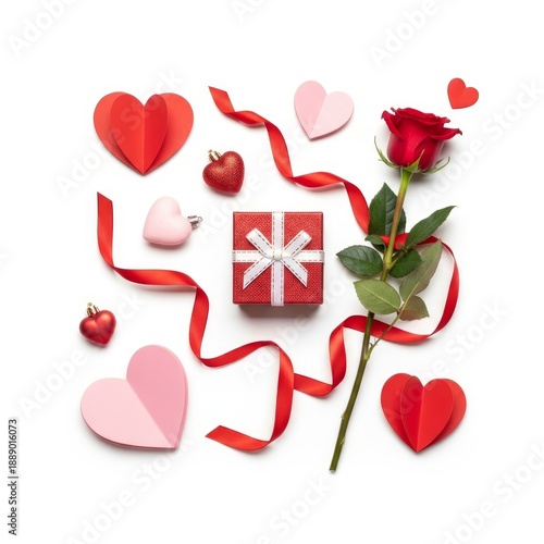 Valentines Day Gift Rose Hearts Ribbon Decoration.