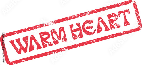 Red grunge stamp impression featuring the loving words Warm Heart for compassion