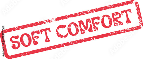 Red Soft Comfort grunge stamp symbol for cozy warmth and relaxation vector icon