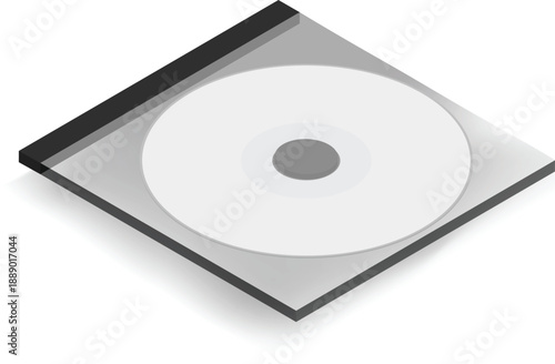 Compact disc case isolated realistic transparent plastic storage illustration vector