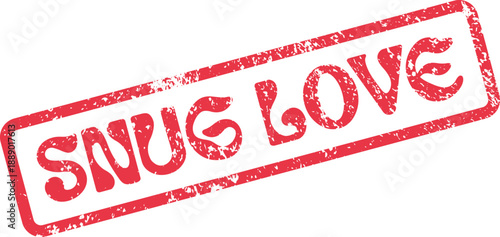 Snug Love Red Rubber Stamp Impression signifying heartfelt affection and gentle warmth