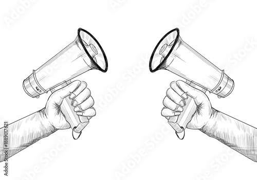 Handheld megaphone isolated marketing promotion advertising communication illustration vector