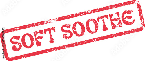 Soft Soothe relaxation text on a retro red grunge effect stamp