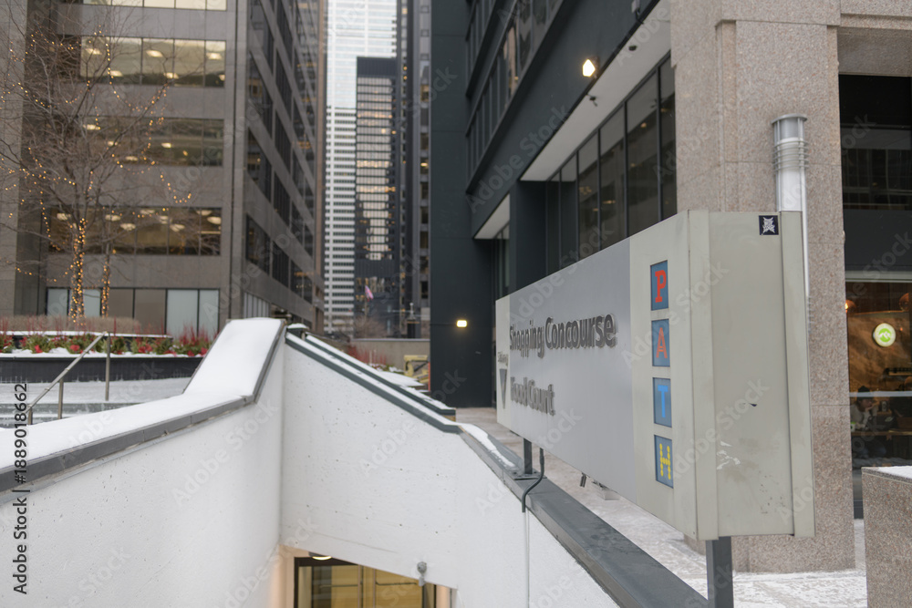 Fototapeta premium sign and entrance to the underground PATH network near the TD-Centre, Toronto