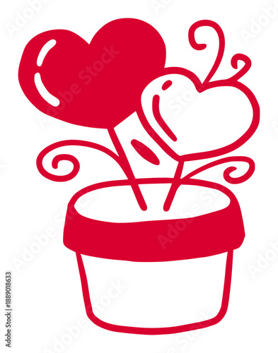 Minimal Line Art Heart Topiary Plant Icon