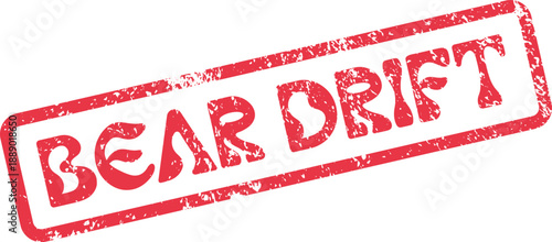 Vibrant Red Rubber Stamp Impression Displaying the Unique Text Bear Drift