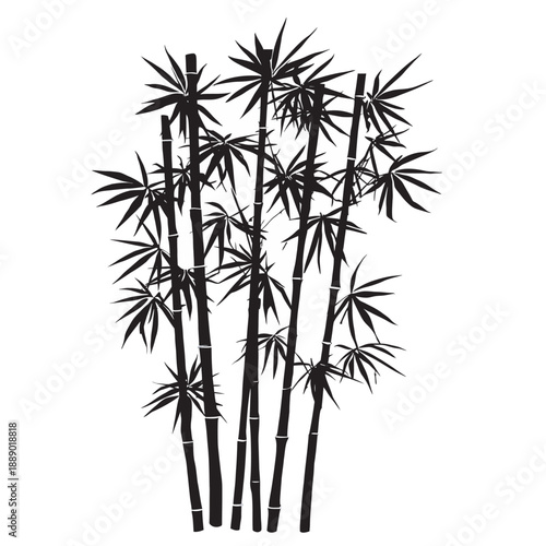 bamboo leaves and branches illustrated as a clean vector design inspired by Asian nature and zen art