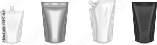 White cosmetic packaging pouch isolated minimal branding mockup vector