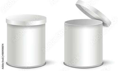 White food can mockup isolated packaging branding marketing display vector