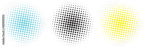 Halftone gradient set . Dotted gradient, smooth dots spraying and halftones dot background seamless horizontal geometric pattern vector template. Abstract dot gradient halftone pattern illustration