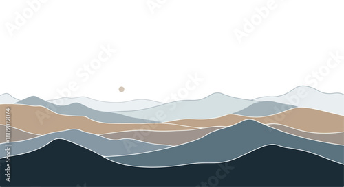 Minimalist Abstract Vector Landscape Background with Layered Mountains and Neutral Earthy Tones