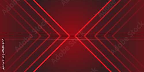 Technology red arrow glowing on dark red background. Hi speed communication concept. Vector illustration