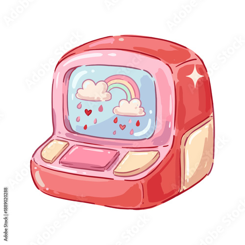 Cute Heart Weather Station Machine Illustration Isolated