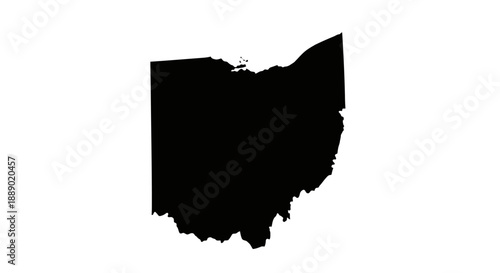 Black Silhouette of the State of Ohio Border Map on a White Background
