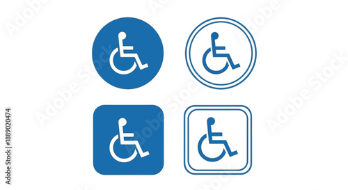 Collection of Blue Wheelchair Accessible Signs in Various Shapes and Styles