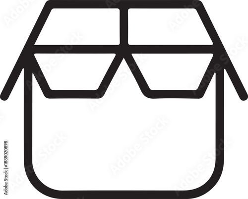 Takeout Food Container Line Icon, Simple black line icon showing a takeout food container, suitable for food delivery, restaurant apps, packaging, and user interface design.

