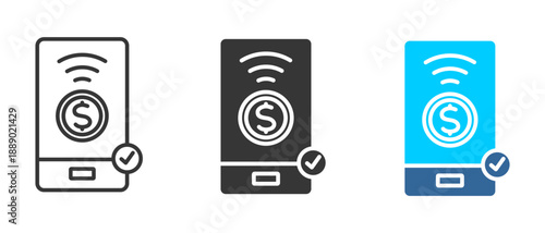 Online payment icon set multiple style collection	
