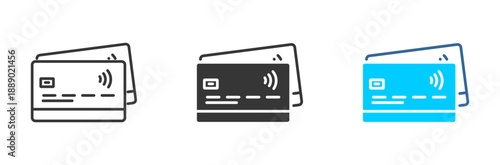 Credit card icon set multiple style collection	
