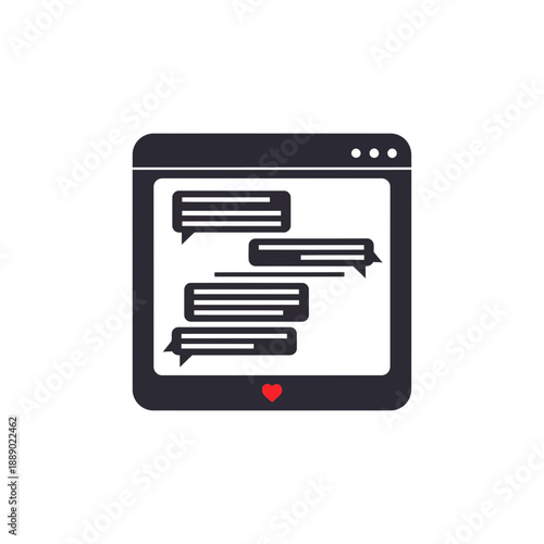 Social Media Chat Bubbles on Mobile Phone Screen with Heart Reaction with messaging app and conversation and texting in online communication digital for smartphone
