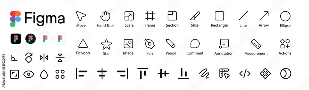 Figma interface tools and icons collection vector illustration Stock ...