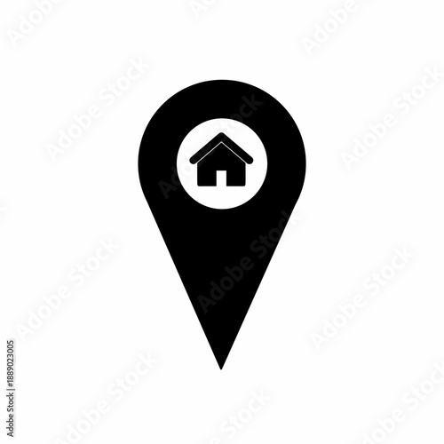 Home Address Location Pointer and House Navigation Map Pin Icon
