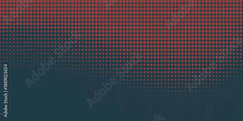 Vector Halftone Pattern Smooth Curved Border Red Blue Abstract Background. Dots Rounded Squares Blurry Pattern Pop Art Design Texture.