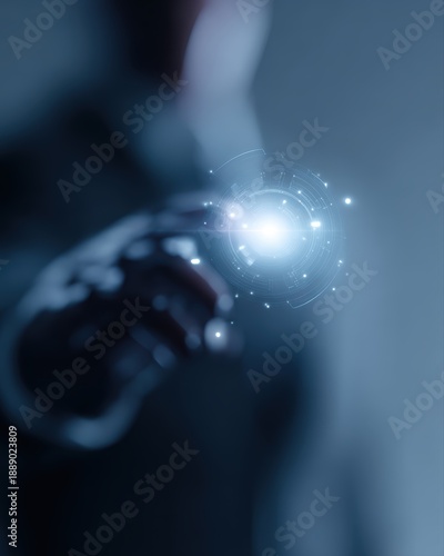 AI agent concept with holographic robot assistant interface, generative AI tools for productivity and digital business innovation