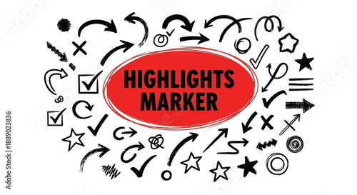 Hand-Drawn Highlight Marker and Arrow Collection for Design and Annotation