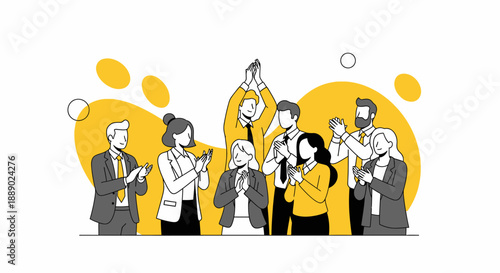 Diverse Team of Professionals Applauding and Celebrating Success Together