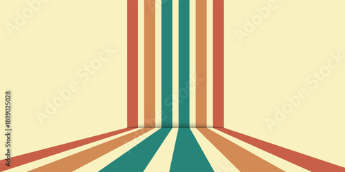 Φωτογραφία 70s retro perspective lines rainbow background