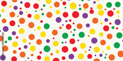 Bright birthday polka dot seamless pattern. Colorful repeated round confetti background. Cute dotted wallpaper for Easter wrapping paper, birthday decoration design, kid bday nursery decor